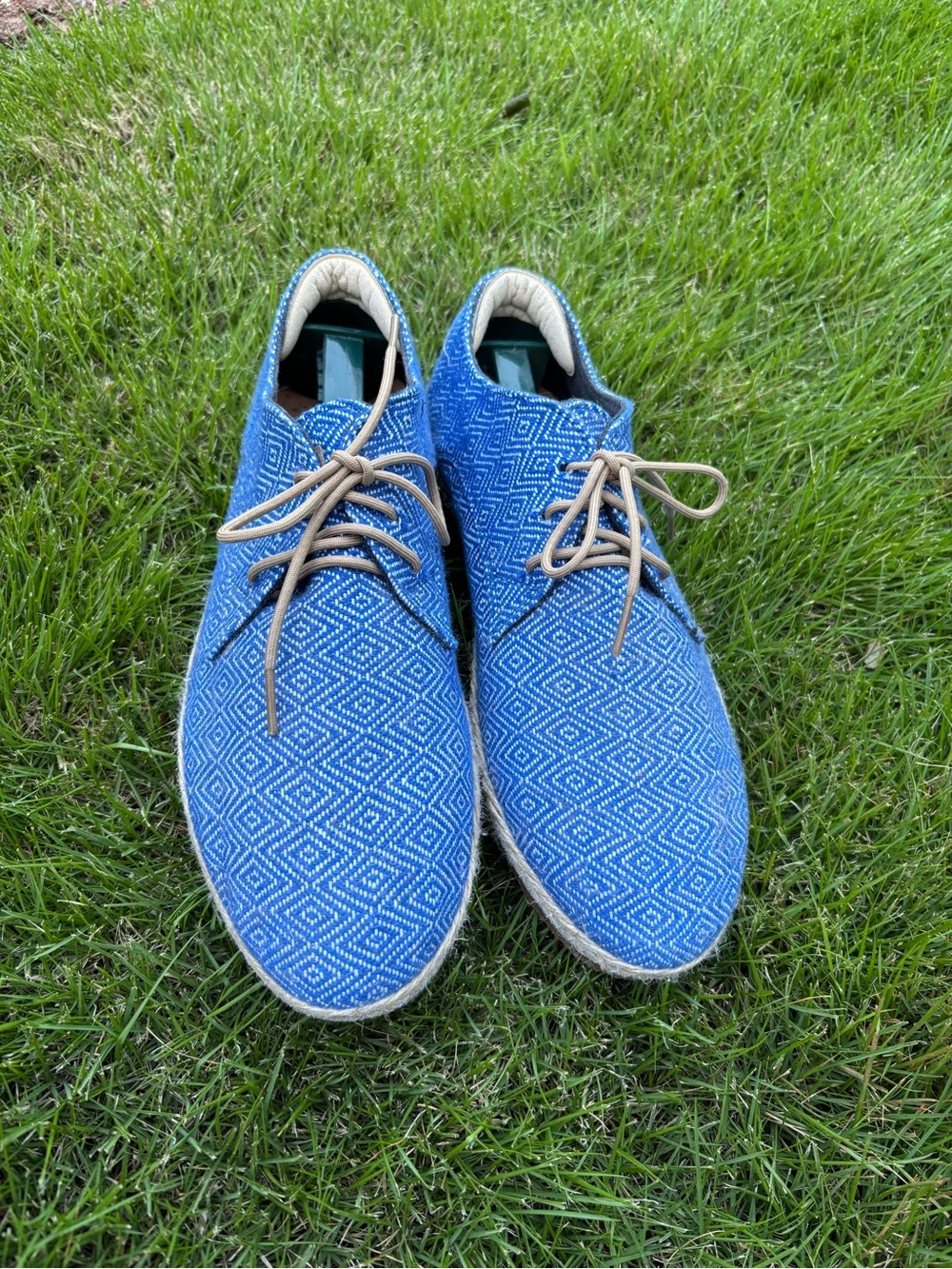 Men's Blue Woven Lace-Up Slip-On Loafers